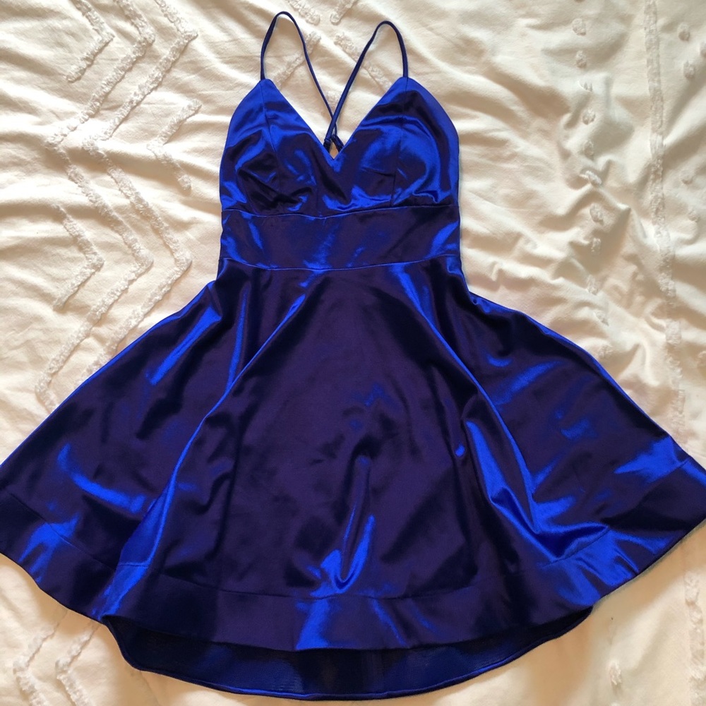 TeezeMe Spaghetti Strap Fit and Flare Satin Dress